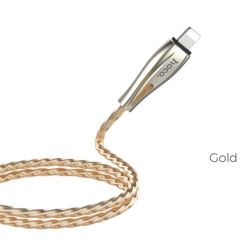 10299 HOCO U56 METAL ARMOR ΜΕΤΑΛΛΙΚΟ ΚΑΛΩΔΙΟ LIGHTNING ΦΟΡΤΙΣΗΣ & DATA 1.2m, ΧΡΥΣΟ - Image 1