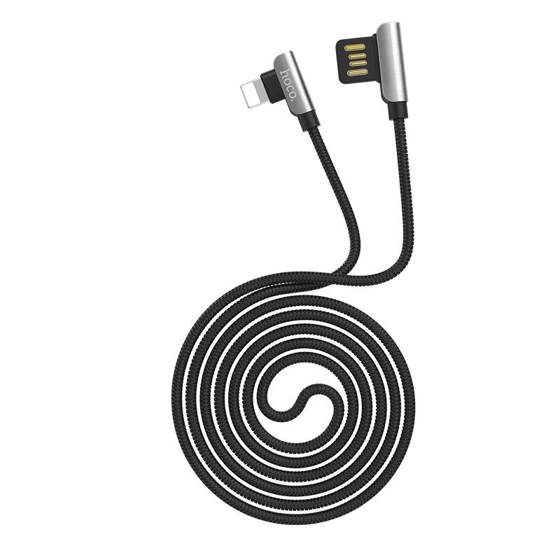 10305 HOCO U42 EXQUISITE STEEL ΜΕΤΑΛΛΙΚΟ ΚΑΛΩΔΙΟ LIGHTNING ΦΟΡΤΙΣΗΣ & DATA 1.2m, ΜΑΥΡΟ - Image 1