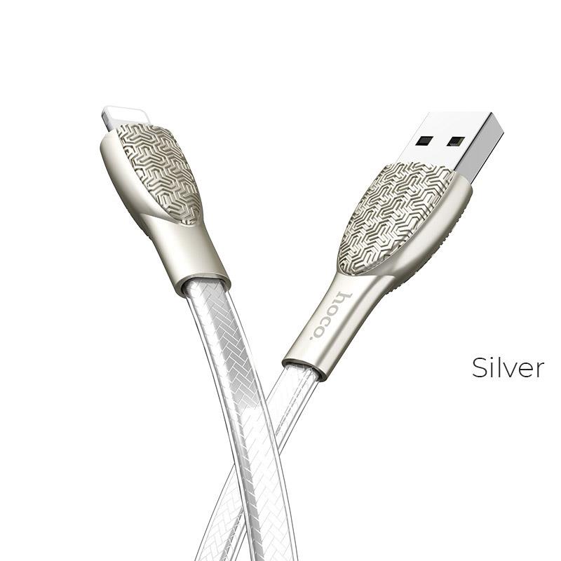 12432 HOCO U52 BRIGHT ΚΑΛΩΔΙΟ ΦΟΡΤΙΣΗΣ LIGHTNING, ΑΣΗΜΙ - Image 1