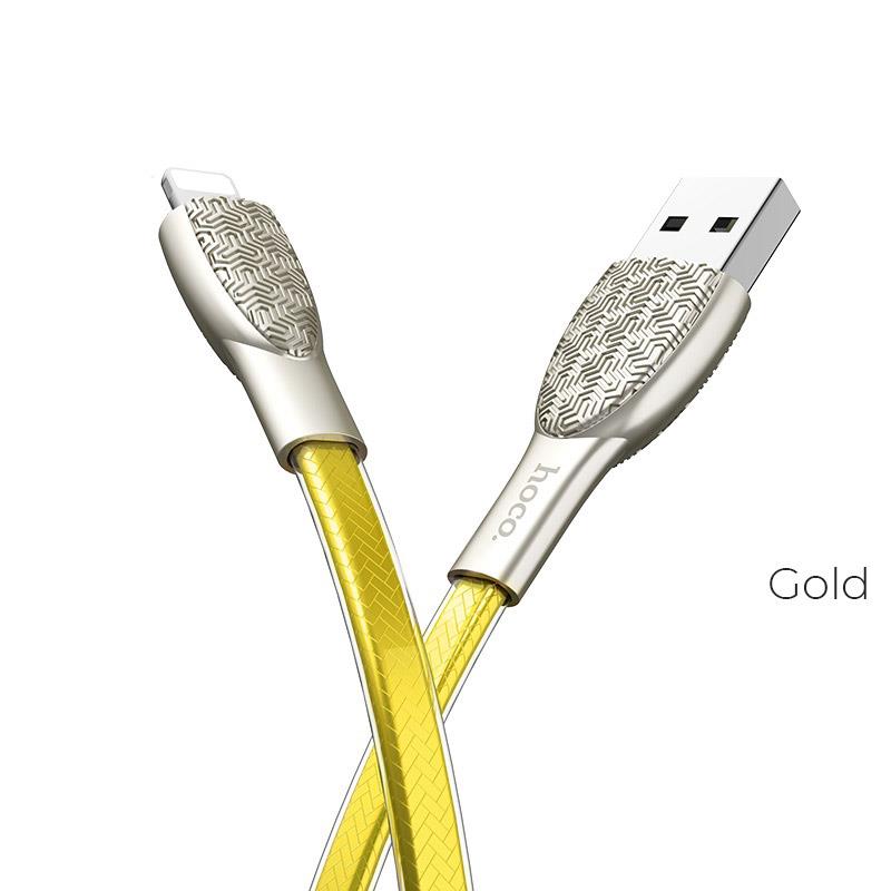 12436 HOCO U52 BRIGHT ΚΑΛΩΔΙΟ ΦΟΡΤΙΣΗΣ LIGHTNING, ΧΡΥΣΟ - Image 1