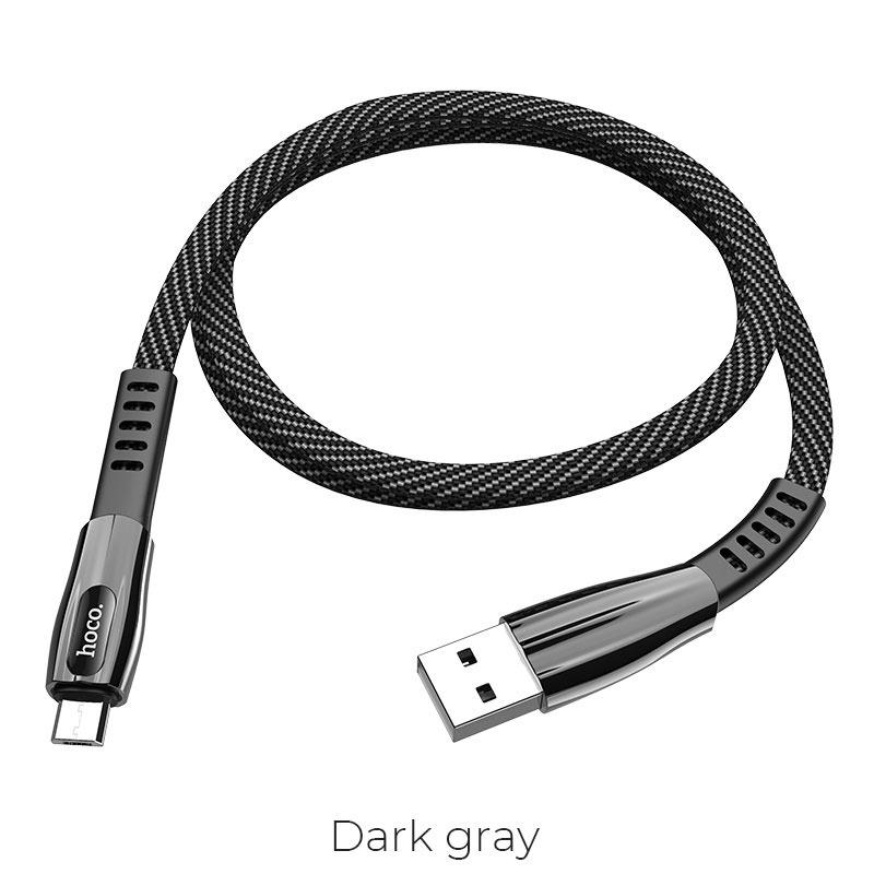 13309 HOCO U70 SPLENDOR CHARGING DATA CABLE FOR MICRO, ΓΚΡΙ - Image 1