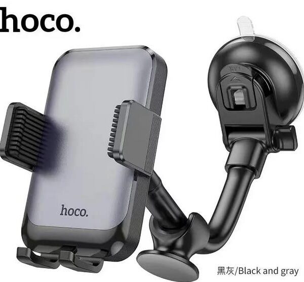 HOCO H27 ΒΑΣΗ ΣΤΗΡΙΞΗΣ ROCK PUSH-TYPE, ΜΕ ΒΕΝΤΟΥΖΑ, ΜΑΥΡΟ/ΓΚΡΙ