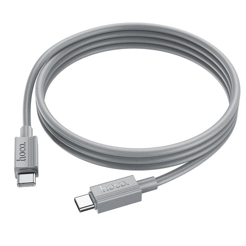 27080 HOCO X107 FAVOR 60W CHARGING DATA CABLE TYPE-C TO TYPE-C, ΓΚΡΙ - Image 1
