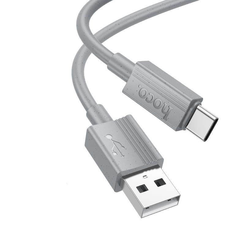 27260 HOCO X107 FAVOR CHARGING DATA CABLE TYPE-C, ΓΚΡΙ - Image 1