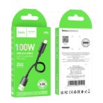 HOCO X96 ΚΑΛΩΔΙΟ ΦΟΡΤΙΣΗΣ ΚΑΙ ΔΕΔΟΜΕΝΩΝ HYPER TYPE-C, 100W, 0.25m, ΜΑΥΡΟ - Image 3