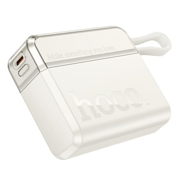 HOCO Q38 EXCELLENT POWERBANK, ΜΕ ΚΑΛΩΔΙΟ TYPE-C, 10.000MAH, ΛΕΥΚΟ